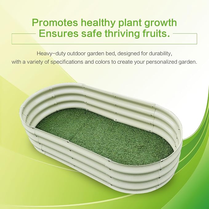 Gardmax Galvanized Raised Garden Bed, Lightweight Planter Boxes Outdoor with Easy Assembly, Large Garden Bed for Vegetables, Fruits, Flower Milk White