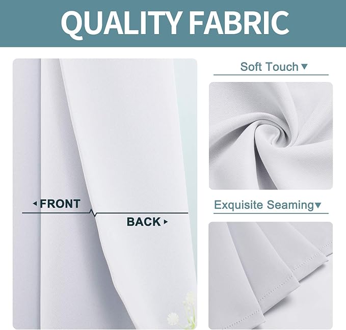 ChrisDowa Blackout Curtains 78 inches Long for Bedroom - 2 Panels Set Grommet Thermal Insulated Room Darkening Curtains for Living Room (Greyish White, 42 x 78 Inch)