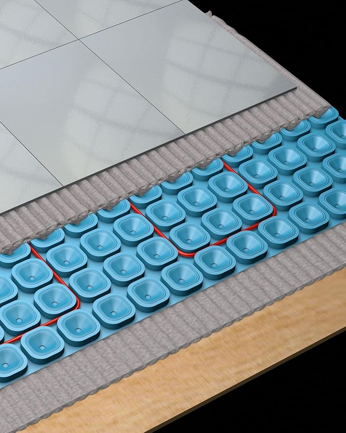 All-in-one Electric Radiant Floor Heating Kit 70 Sq Ft 120V with 2855401 Thermo Basic Non-programmable Thermostat, Heat Uncoupling Membrane, Underfloor Heat Cable, Safe Installation Tools