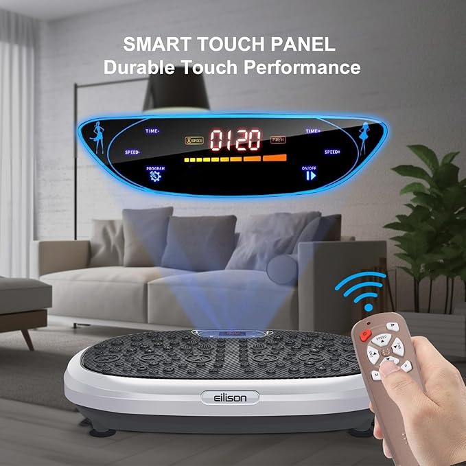 EILISON FitMax 3D XL Vibration Plate Exercise Machine - Whole Body Workout Vibration Platform w/Loop Bands - Lymphatic Drainage Machine for Weight Loss, Shaping, Wellness, Recovery