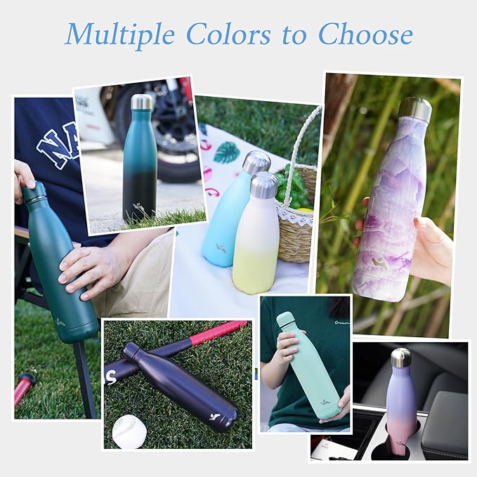 Insulated Water Bottles,12 oz Double Wall Stainless Steel Vacumm Metal Flask for Sports Travel,Blue