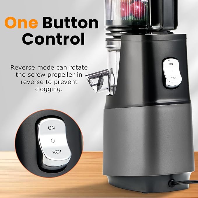 Cold Press Juicer,Slow Masticating Juicer Machines with 5.3" Large Feed Chute for Most Fruits and Vegetables,Easy to Clean Lemon Orange juicer with 250W Motor and High Juice Yield,Metal Gray