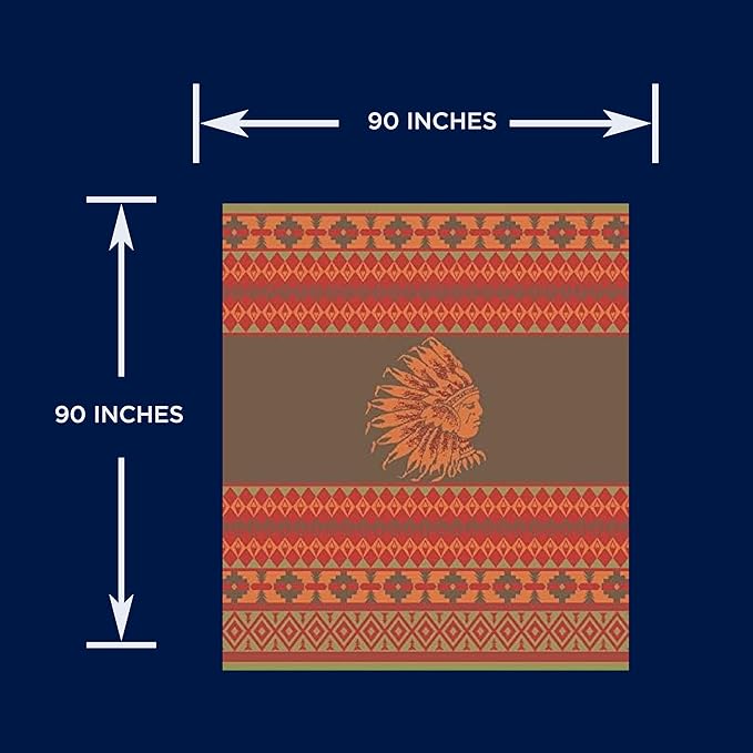Beacon Blankets Southwestern Chief Henry Native American Design Throw - 90" x 90" Blanket Only - Premium Plush Blanket Can be Used for Queen or King Size Bed
