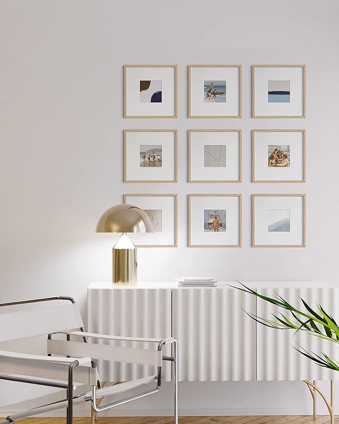 HAUS AND HUES Oak 10x10 Square Picture Frames, Set of 25, Beige, Wall-Mountable, Modern Gallery Wall Frame Set