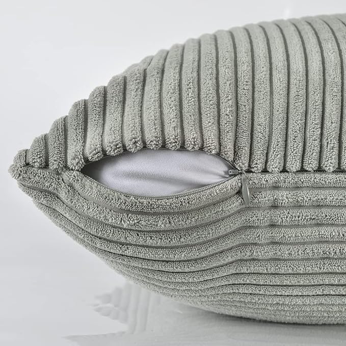 Fancy Homi 2 Packs Grey Decorative Throw Pillow Covers 16x16 Inch for Living Room Couch Bed Sofa, Rustic Farmhouse Boho Home Decor, Soft Corss Patchwork Corduroy Textured Square Cushion Case 40x40 cm