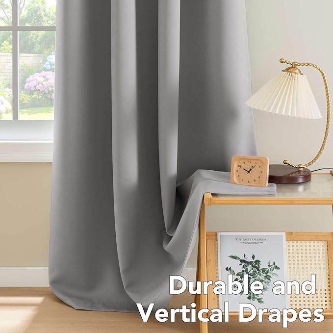 H.VERSAILTEX Grommet Blackout Curtains for Bedroom and Living Room 2 Panels Set Room Darkening Curtains/Window Panel Drapes - 52 inch Wide by 84 inch Long Solid Dove Gray Pattern,Grommet Top