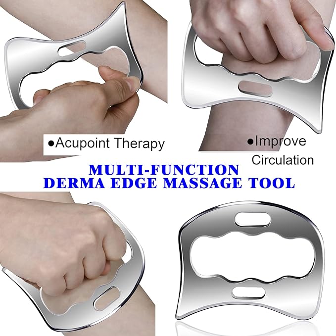 BYYDDIY 2 in 1 Stainless Steel Muscle Scraper Tools Set Gua Sha Massage Scraper Scraping Tool