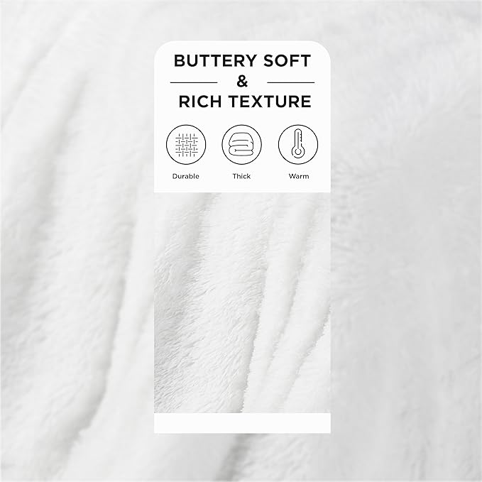 Bedsure GentleSoft Fluffy White Throw Blanket, White Decor Fuzzy Gifts for Women, Soft Cozy Furry Sherpa Fleece Plush Thick Warm Shaggy Faux Fur Throw Blanket for Couch, Bed, Camping, Travel, 50x60