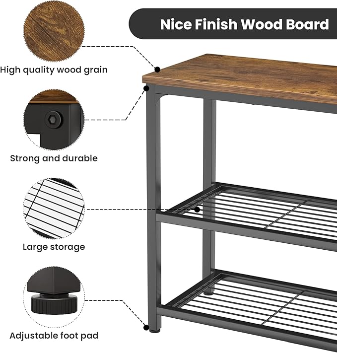 Ecoprsio Small Console Table, Sofa Table with Double Mesh Shelves, Industrial Entryway Table for Entryway, Hallway, Foyer, Front Hall, Sofa Couch, Living Room, Bar, Kitchen, 32 Inch, Rustic