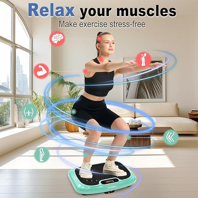 HOTWAVE Vibration Plate Exercise Machine for Lymphatic Drainage, Power Vibrating Plates Platform for Weight Loss - Whole Body Shaker Vibration Plate Machine Home Gym Shaping Fitness Workout