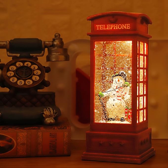 House & Garden Decoration,Christmas Lantern with 8 Pieces of Music,Sparkling Crystal Keep Circling Around The Snowman Families Music Box as a (Snowman)