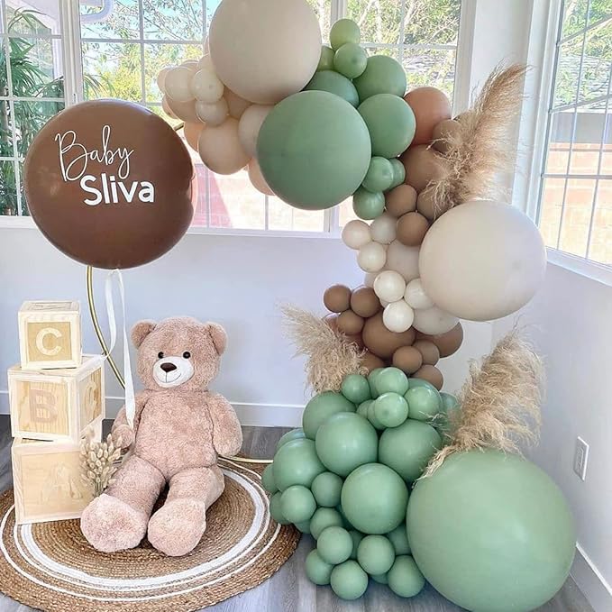 130pcs Sage Green Balloons Different Sizes 18" 12" 10" 5" Olive Green Balloons for Birthday Graduation Baby Shower Wedding Anniversary New Year Party Decorations