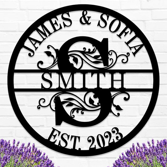 Custom Name Sign Initial Split Letter Monogram Sign Wedding Housewarming Gift