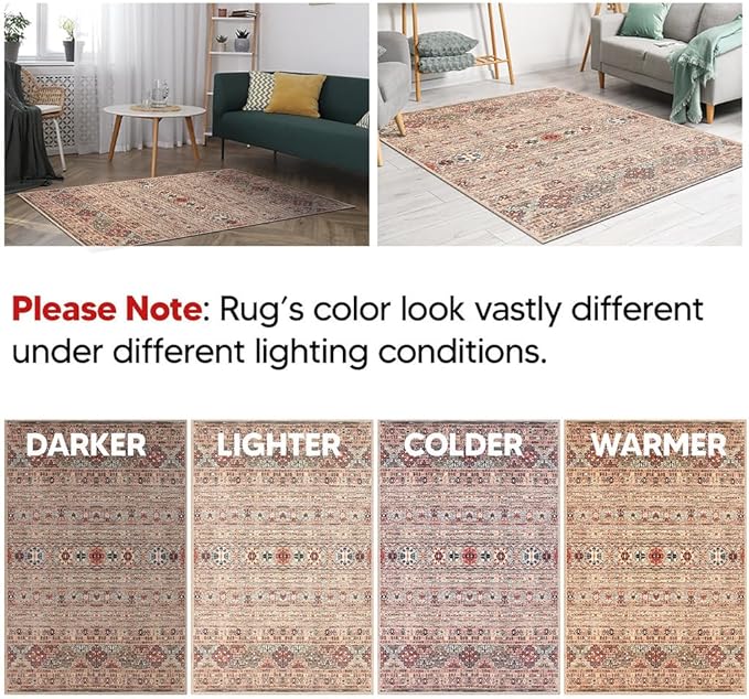 Keen Home Design 3x5 Rug - Machine Washable Entry Rug with Non-Slip Backing, Ideal for Enteryway, Kitchen, Bathroom, Laundry Room - Vintage, Easy Clean, Durable, Low Pile Rug - (3' x 5')