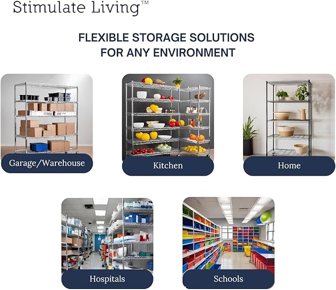 48"x24"x72" Prime Heavy Duty Chrome 4-Tier Wire Shelving NSF 3200 LBS MAX Capacity Storage Rack for Commercial, Hospital, School, Garage, and Kitchen Uses (with Wheels)