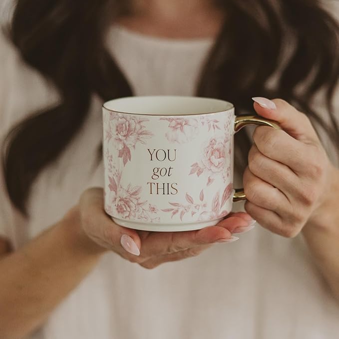 Sweet Water Decor You Got This Gold Handle Coffee Mugs - 17oz Cute Coffee Mugs for Hot & Cold Drinks - Spring Home Decor and Gift - Ideal Tea & Espresso Cups