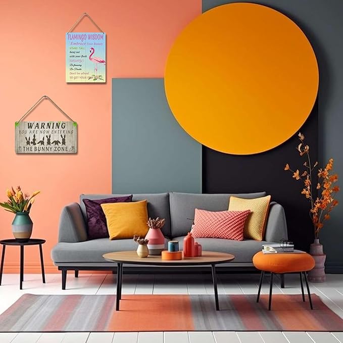 Easter Rabbit Sign Funny Bunny Wall Art Decor Rustic Bunny Wood Signs for Home Decorations Rabbit Lover Gifts for Women The Bunny Zone Sign 12x6 Inch