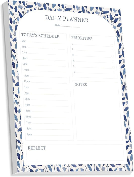Bliss Collections Daily Planning Pad, To Do List Notebook - Undated Tear-Off Sheets Notepad - Work Calendar, Organizer, Scheduler for Goals, Tasks - Daily Planner (Floral), 8.5" x 11", 50 Sheets