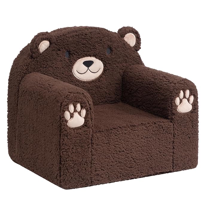 ALIMORDEN Animal Series Kid's Chair, Ultra-Soft Comfy Foam Filled Toddler Sofa Chair, Cute Animal-Shaped Design Toddler Couch, Lightweight Birthday for Baby Boys & Girls (Chocolate Bear)
