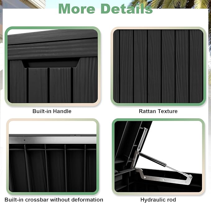 DRATO 80 Gallon Large Deck Box, Outdoor Storage Box for Patio Furniture, Patio Cushions, Gardening Tools, Pool Supplies 480lbs Weight Capacity,Waterproof Resin Storage Boxes