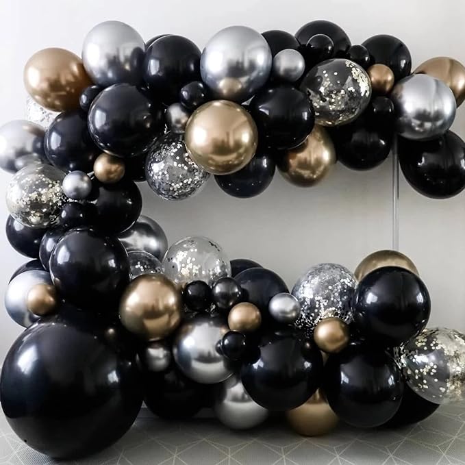 130pcs Black Balloons Different Sizes 18" 12" 10" 5" Party Latex Balloons for Birthday Graduation Baby Shower Anniversary New Year Holiday Party Decorations