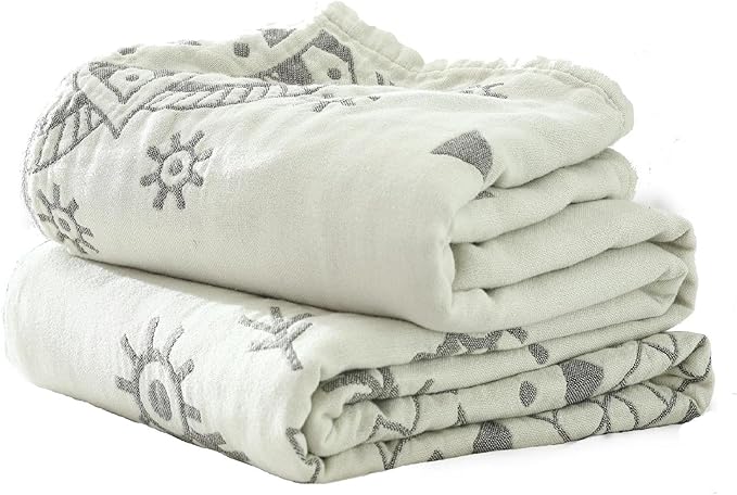 MSGKV Boho Throw Blanket for Couch Sofa Bed, 100% Cotton Blankets 80''x 90'' Woven Blankets Boho Quilt, Versatile KnitWoven Blanket, Super Soft Decorative Blanket for Chair Sofa and Living Room