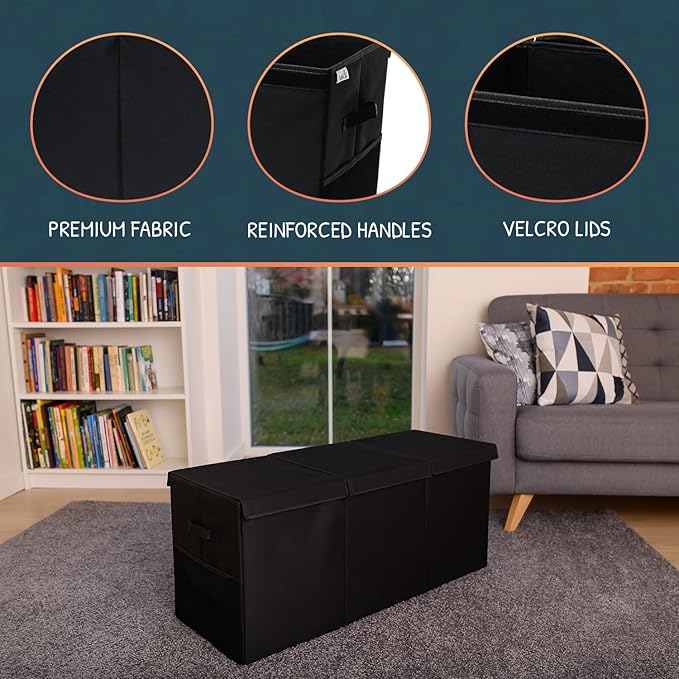 Extra Large Toy Storage Organizer with Lid - Sturdy, Collapsible Toy Chest Storage Box Design - Toys Bin with Dividers for Kids, Nursery, Bedroom, Playroom 37"x16"x14"