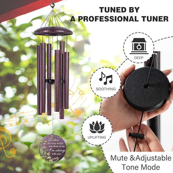 ASTARIN 36" Large Deep Tone Personalized Sympathy Wind Chimes, Memorial Wind Chime for Loss of Mother Father Loved One, Bereavement Gifts Decor Outdoor Patio Garden Graveyard