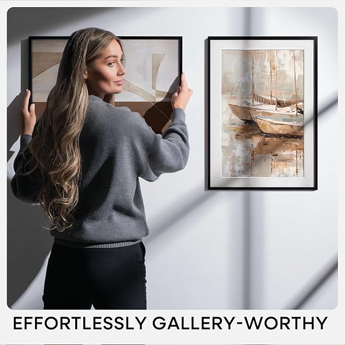 Homeforia 27x40 inch Poster Frame Black, High End Metal 27 x 40 Large Movie Picture Frames with Mat 24 by 36 in Photo, 27x40 Thin Frame Matted to 24x36, 40x27 Frame, Tempered Glass, Wall Kit, Set of 1