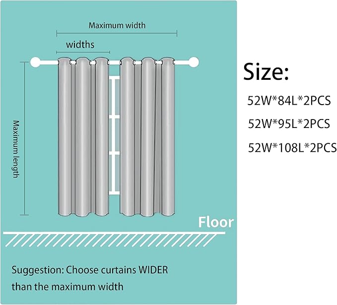 Grommets Blackout Long Window Curtains Navy Blue Gold-52W*95L 2PCS Drapes for Bedroom