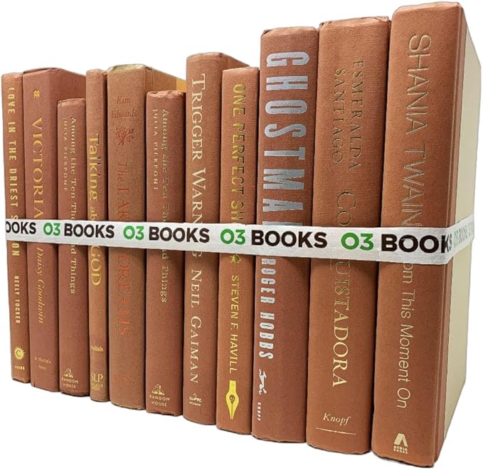 Curated Decorative Books Hardcover Décor Books for Home Décor, Choose Color, Interior Design, Office, Wedding Display, Instant Library, or Staging (Rust, Half Foot)