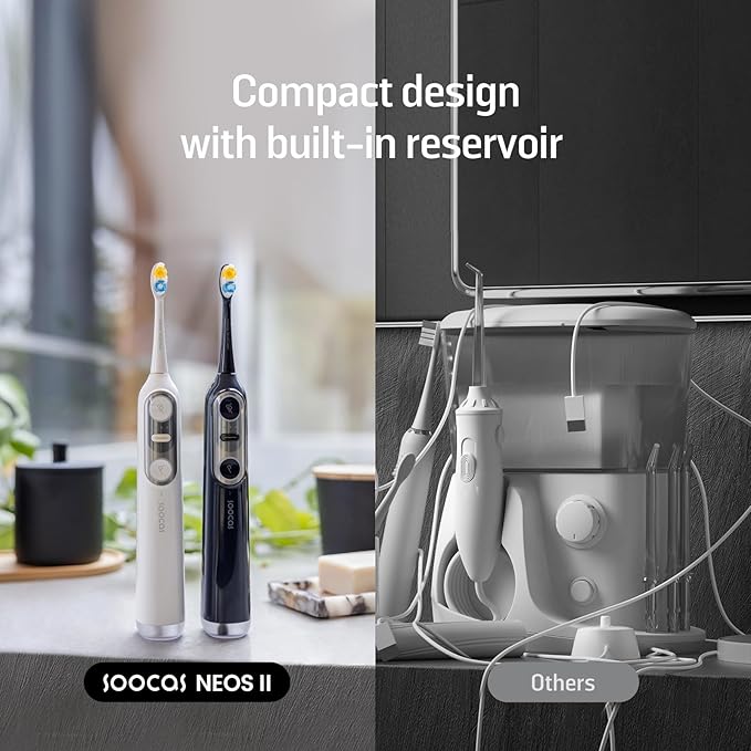 Soocas NEOS II Refresh Set - Electric Toothbrush with Water Flosser, Sonic Electric Toothbrush for Adults, Portable for Travel, Deep Clean for Implants & Braces, Healthier Gums, Dark Violet