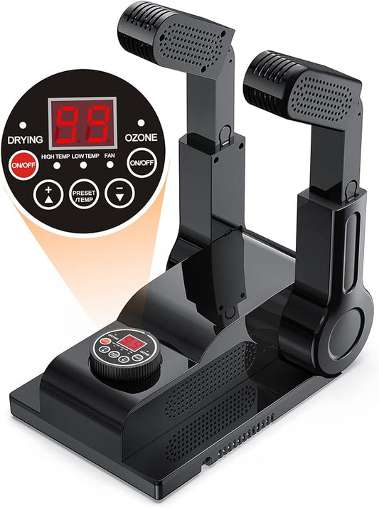 FORLIM [Upgraded Temperature Control] Boot Dryer for Work Boots - Shoe Dryer with 24-Hour Delay Timer, Portable Glove Dryer & Boot Warmer, Automatic Shut-Off Timer, Folding Design, Smart Panel, Black