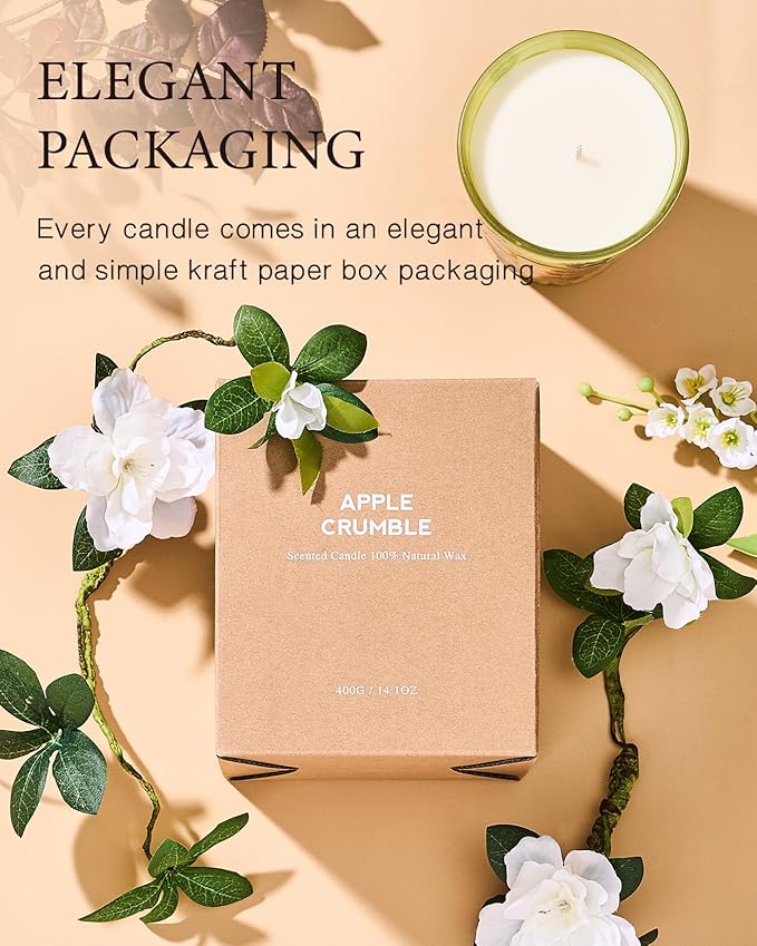 M&SENSE Creamy Vanilla Pie Scented Natural Soy Wax Candle, 14.1oz 60 Hours Long Lasting Slow Burning Candles for Home Decor, Aromatherapy Candle for Stress Relief