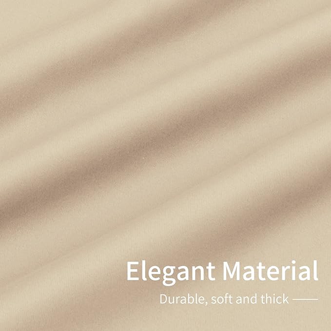 Easy-Going Blackout Curtains for Bedroom, Solid Thermal Insulated Grommet and Noise Reduction Window Drapes, Room Darkening Curtains for Living Room, 2 Panels (34x45 in, Beige)