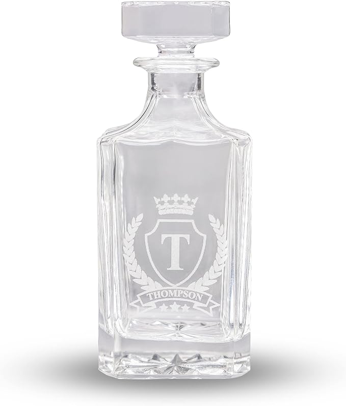 Gifts Inscribed Custom Whiskey Decanter Bottle (750 ml) - Personalized Glass Liquor Decanter Set - Customized Glassware - Engraved Whisky Glassware Gift for Wedding, Groomsman, Anniversary, Birthday