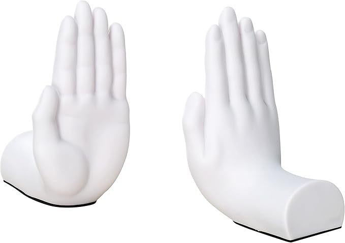Danya B. Contemporary Accent Book Shelf Decor - Hands Sculpture Bookend Set of 2 (White)