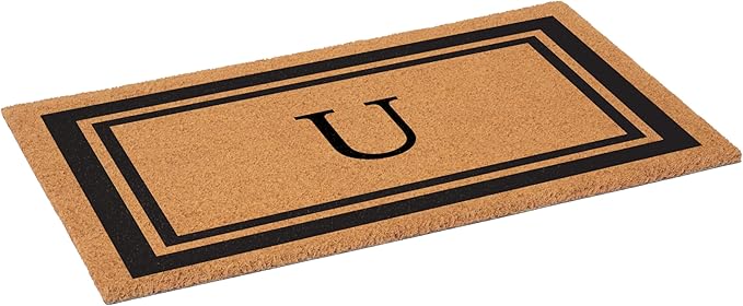 Calloway Mills 152962448 Black Border 24" x 48" Monogram Doormat (Letter U)