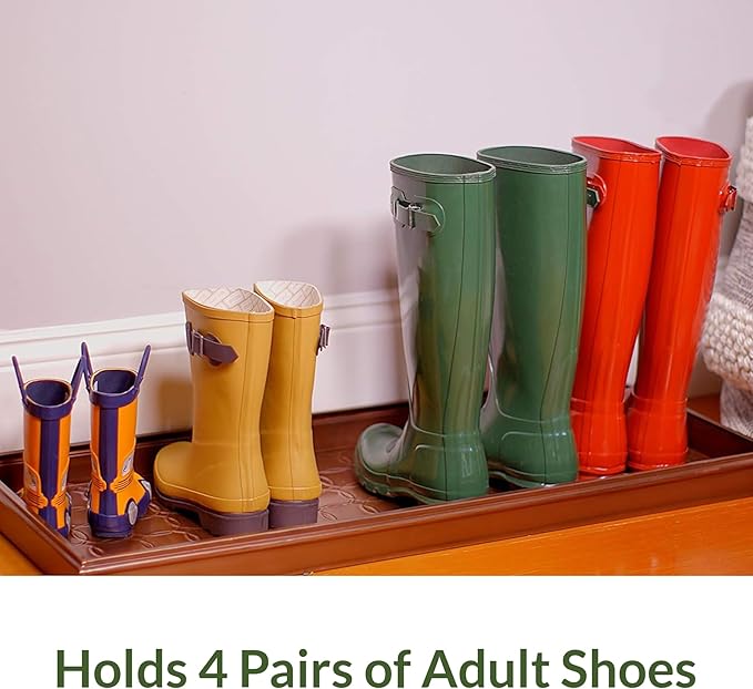 Good Directions Large Boot Tray, Classic Multi-Purpose All Weather Decorative Boot Tray, Shoes, Plants, Garage, Patio Door, Pet Bowls, 34 inch Entry Indoor Shoe Tray, Brown Copper Finish