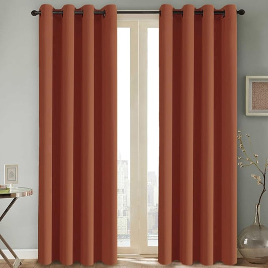 H.VERSAILTEX Thermal Insulated Blackout Window Panels Microfiber Formaldehyde-Free Kids Curtains for Holiday Season Home Decoration,Grommet Top,52 by 96 - Inch - Orange - Set of 2