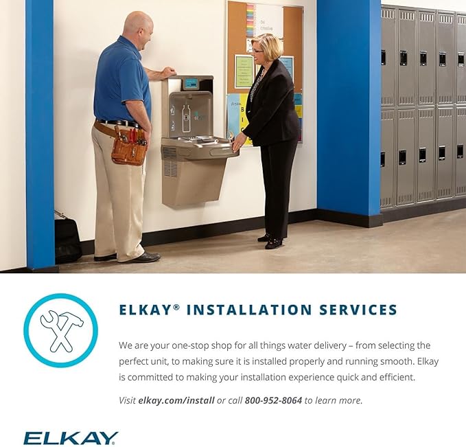 Elkay EZSDWSVRSK EZH2O Wall Mount Drinking Fountain and Bottle Filling Station with Vandal Resistant Bubbler and Glass Filler - N/A