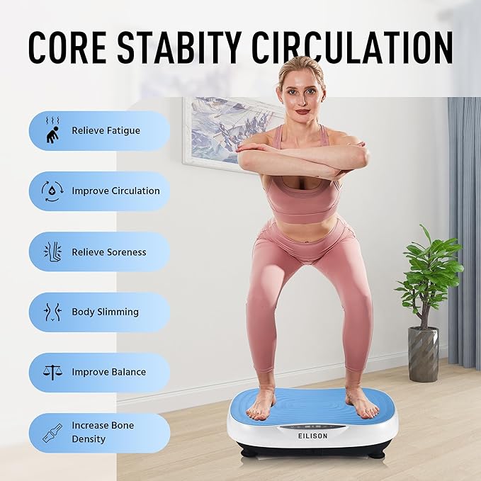 EILISON Glory Vibration Plate Exercise Machine - Whole Body Workout Vibration Fitness Platform Equipment for Home & Travel Workout, Weight Loss, Toning & Wellness