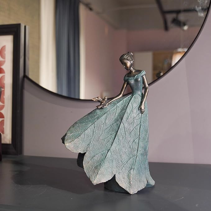 Guichifun Fairy Statue Collection Home Decoration - Leaf Angel Girls Resin Gardening Gifts for Women Statues for Garden Fairy Indoor or Outdoor Yard Figurines 5.5 x 3.25 x 8 Inch