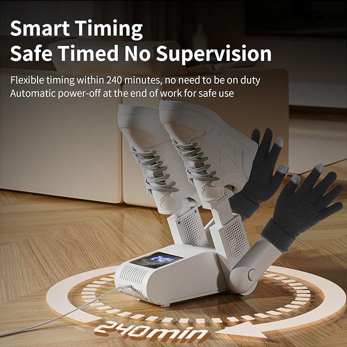 Boot Dryer for Work Boots, Shoe Dryer with Heat Blower, Glove Dryer & Boot Warmer - UV dual light source purification - intelligent timer - white