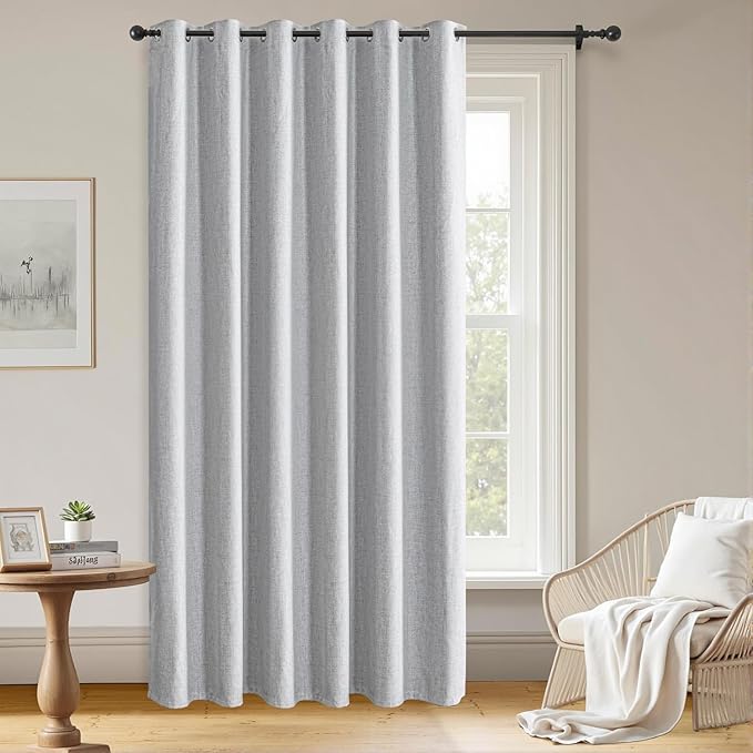 Blackout Curtains Customsize 1 Panel, 100% Blackout Textured Thermal Curtains, Grommet Privacy Light Blocking Drapes for Living Room Bedroom Luxury Decor(Customsize, White)