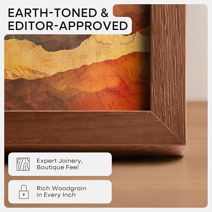 Homeforia 18x24 Walnut Poster Frame, High End Dark Oak 18x24 Brown Wooden Picture Frames with Mat 16x20, 18 x 24 Wood Frame Matted to 16 by 20, 24x18 Hanging Frames, Tempered Glass, Wall Kit, Set of 1