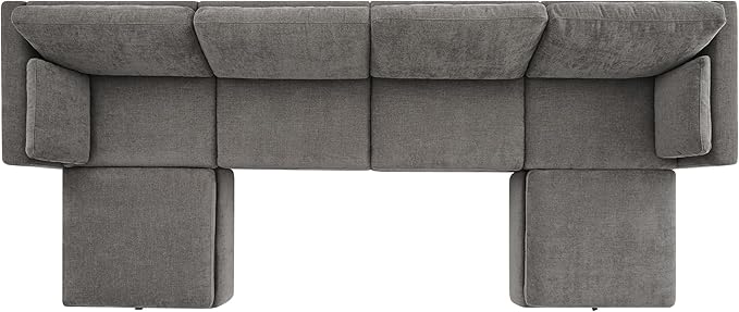CHITA Oversized Modular Sectional Fabric Sofa Set, Extra Large U Shaped Couch with Reversible Chaise, 146 inch Width, 6 Seat Modular Sofa with Storage Ottamans, Grey