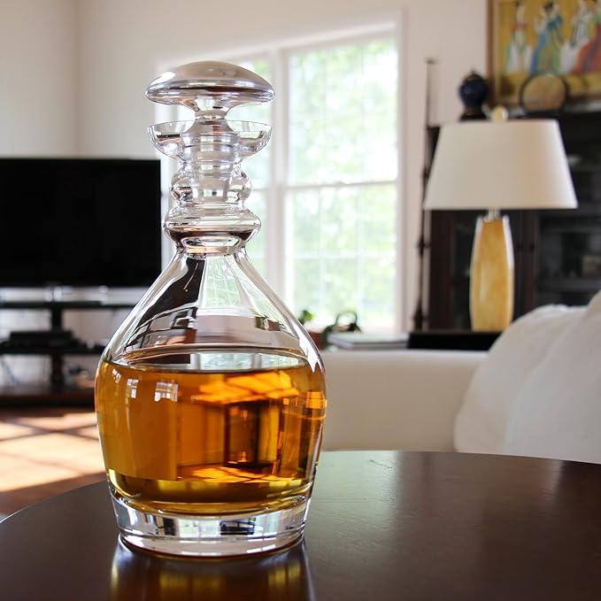 Ravenscroft Crystal | Elegant European-Made Hand-Blown Thomas Jefferson Decanter with Stopper | 100% Lead-Free Crystalline | 47.5 FL Oz | Gift-Boxed