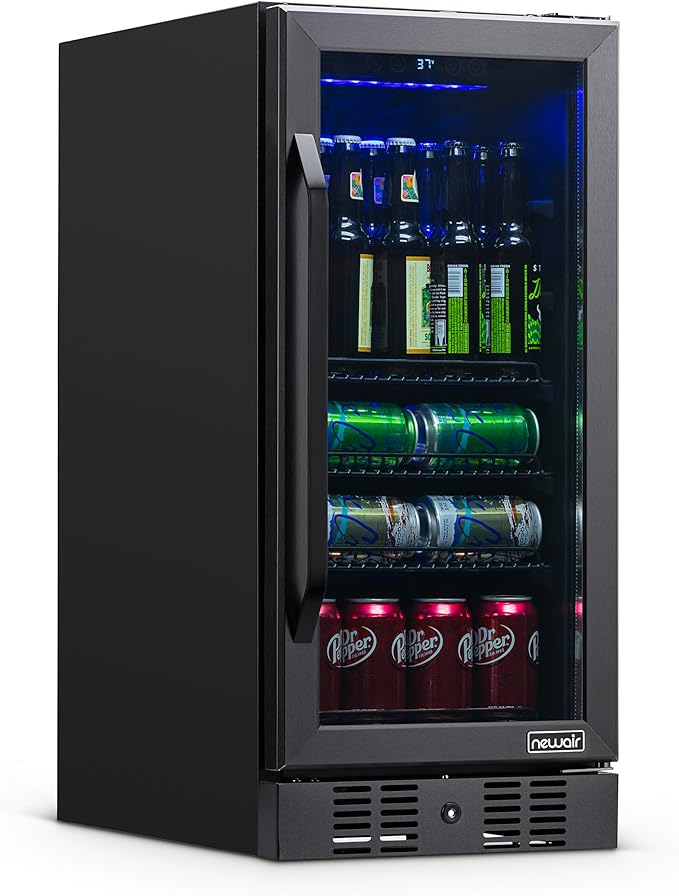 Newair 24" Wine and Beverage Refrigerator 20 Bottle and 70 Can Capacity, Built-in or Freestanding Cooler, Dual Zone Fridge in Stainless Steel with Splitshelf