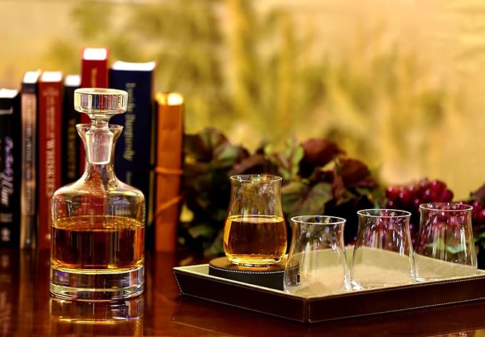 Ravenscroft Crystal | European-Made, Hand-Blown Scotch Decanter Gift Set | 1 Decanter with Stopper & 4 Glasses | 100% Lead-Free Crystal | Gift-Boxed